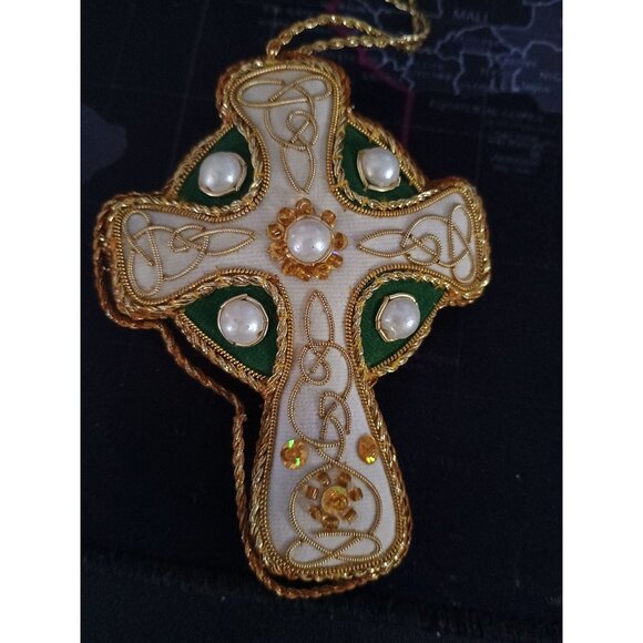 Irish Christmas Ornament Celtic Cross Velvet 4 Inches‎ - Picture 4 of 6